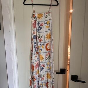 Anthro Paper Heart Floral Sun and Moon Print Maxi Dress